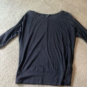 3/4 sleeve charcoal shirt.